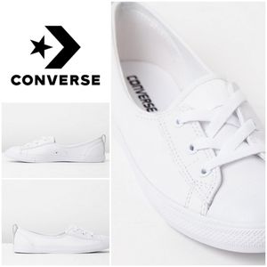 Converse leather ballet flat slip on sneakers